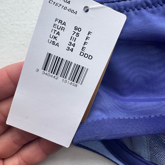 Chantelle Underwire Lace Bra Purple Blue 34DDD - Picture 4 of 4